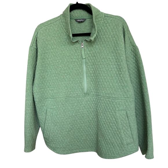 Eddie Bauer Women's Quilted 1/2 Zip Size XL in Heathered Light Spruce - EUC - Picture 6 of 7